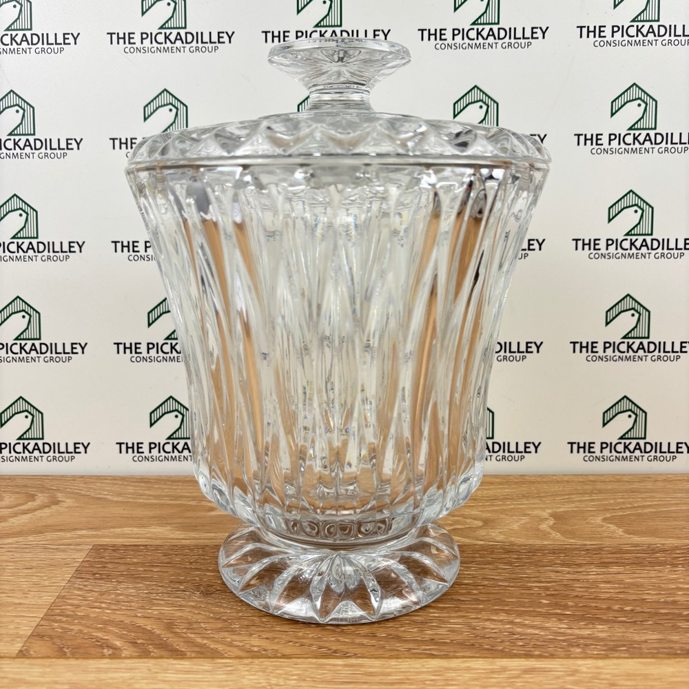 24% Lead Crystal Biscuit Jar W/Lid Ice Bucket By Block 8.5in Tall